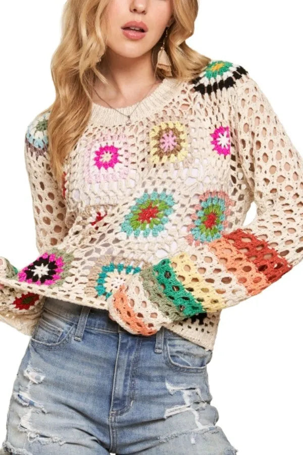 ADORA Lightweight Multi-Color Crochet Top