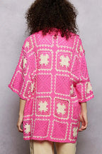 POL Crochet Shirt Pink Multi Openwork Floral with Granny Square Pattern Top 6f059dfb-e214-40c8-ad58-0603774bfd3b-Max-Origin Trendsi