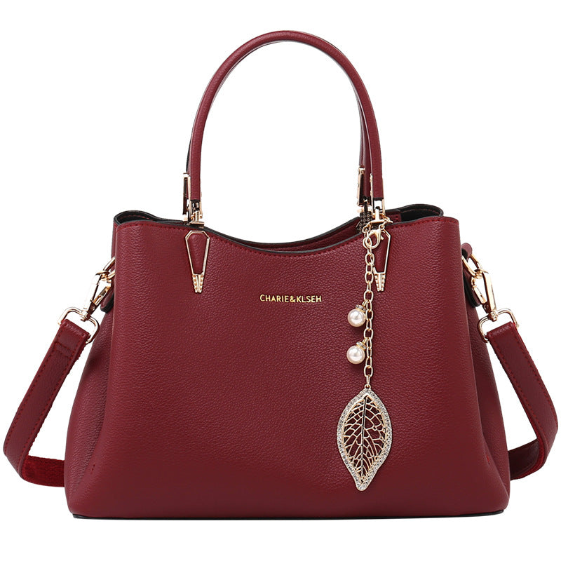 Women's Leather Handbag Top-Handle Medium Satchel Purse Shoulder Bag