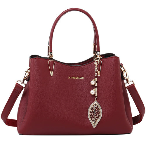 Women's Leather Handbag Top-Handle Medium Satchel Purse Shoulder Bag