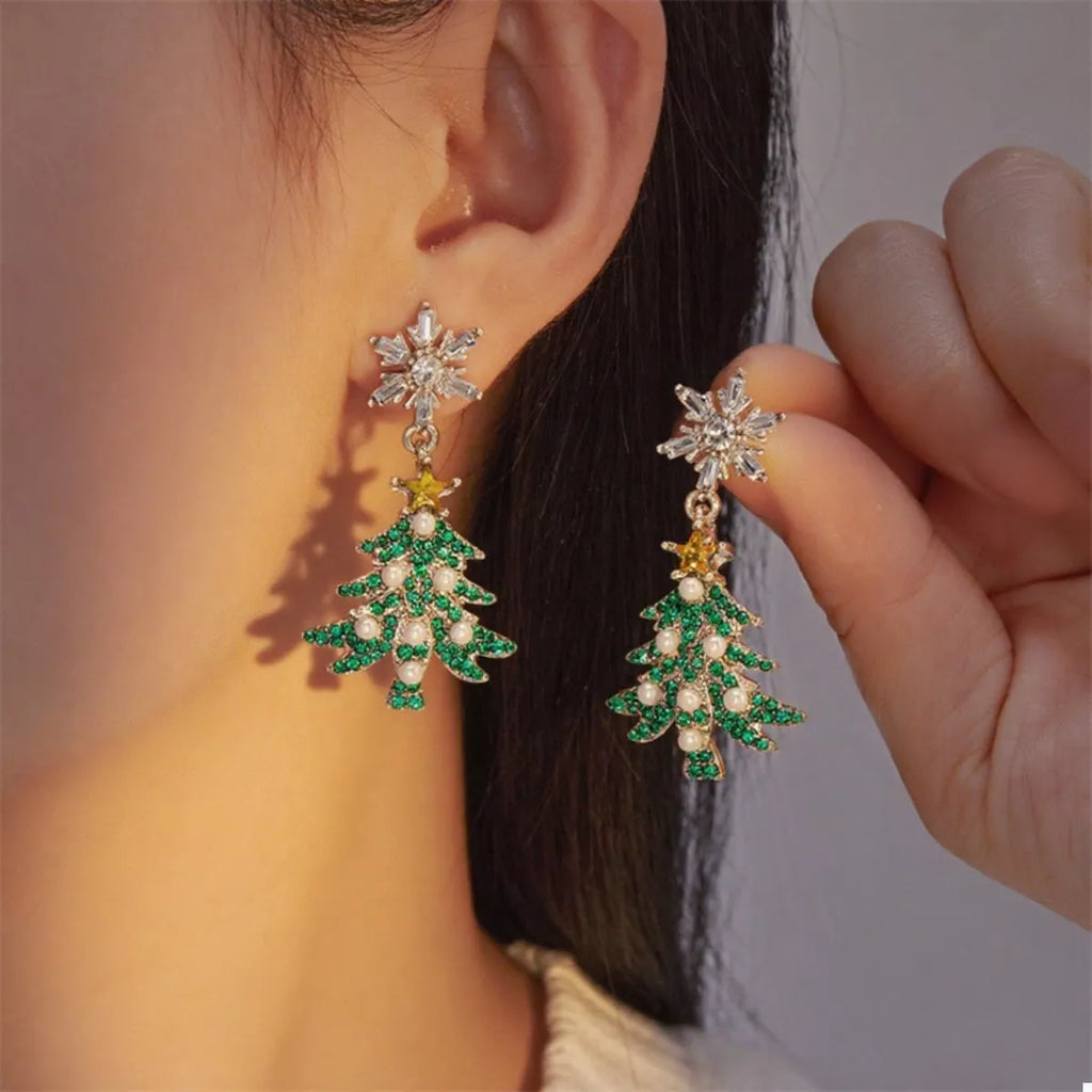 Dangle Earrings Christmas Tree Snowflake Rhinestone Silver-plated 6f251a7c-d9ce-49fe-bcba-dc58541cfbde-Max-Origin Trendsi