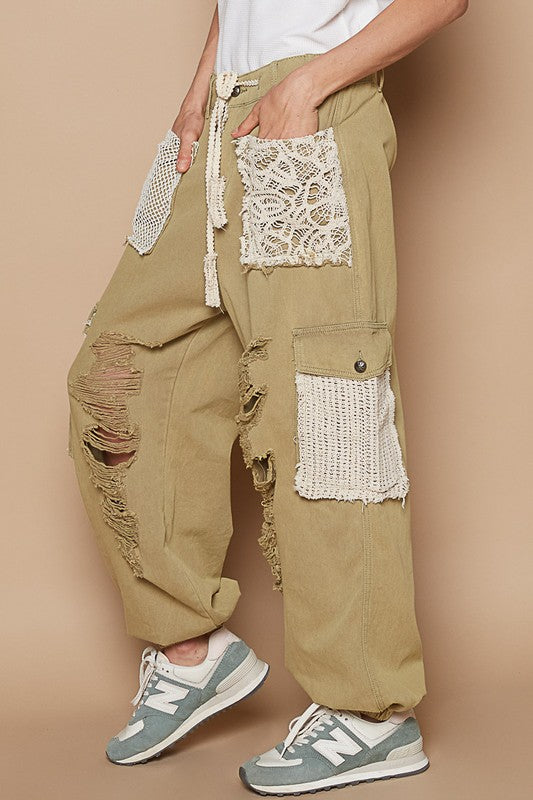 POL Jeans Olive Crochet Patch Big Pockets Distressed Washed Denim Pants 6f3a8596-e2b5-43b9-b99d-b8036534fe0b-Max Trendsi