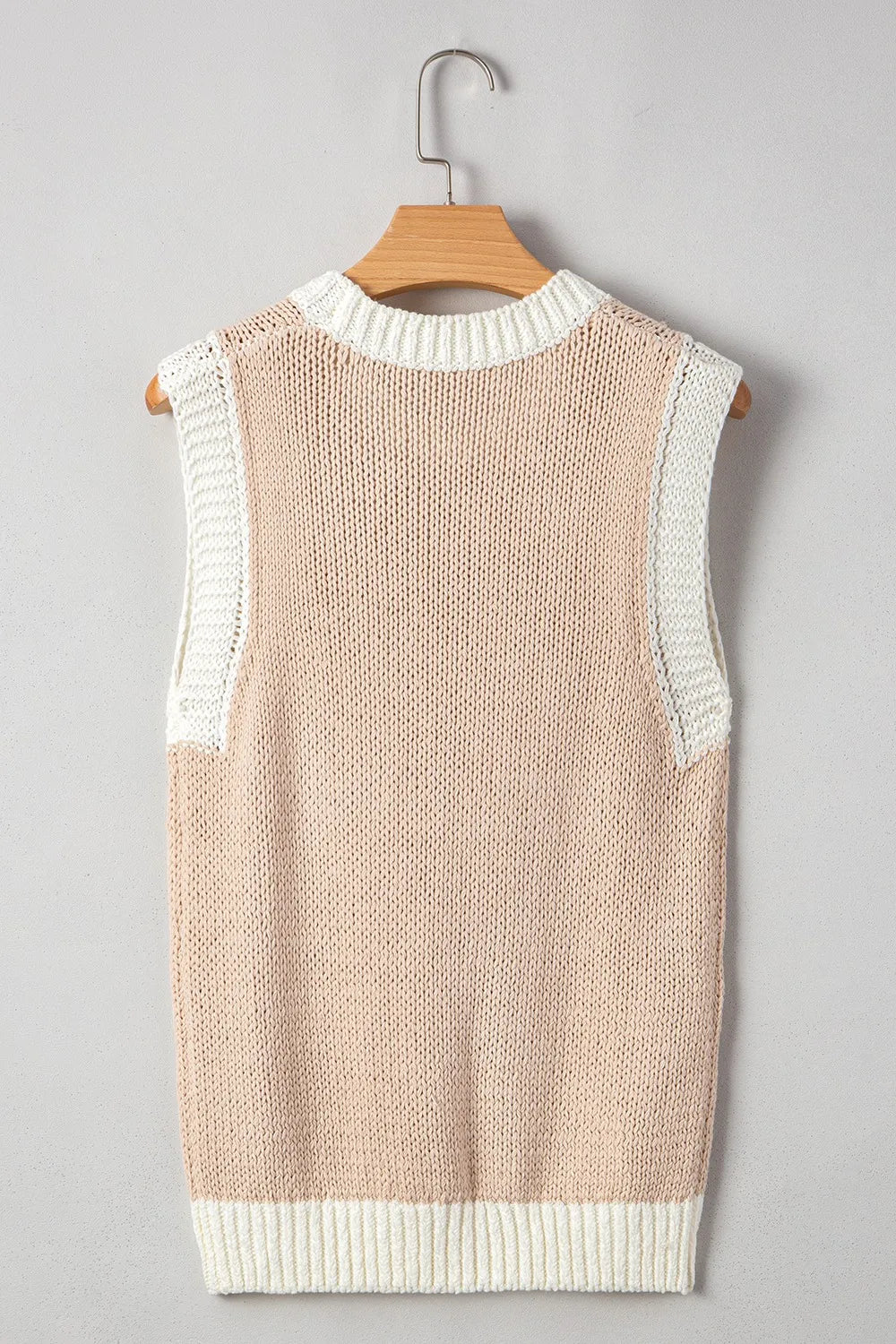 Knit Top Sleeveless Round Neck Horseshoe Contrast Sweater Vest 6f428e9e-90f8-4e5d-b98b-6acec2f89cee-Max-Origin Trendsi