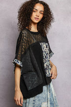 POL Blouse Black Floral Patchwork Lace Accent Short Sleeve Top 6f4f84ae-3cc8-4a46-8a48-dcc1e2a42421-Max-Origin Trendsi