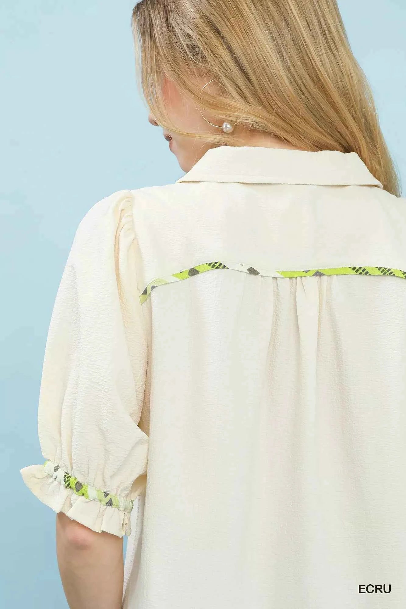 Umgee Women Blouse Ecru Scalloped Trim Top with Puff Short Sleeves 6f5ca15a-a64b-429f-8bbb-f4c706be3f14-Max-Origin Trendsi