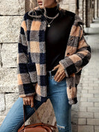 Womens Jacket Plaid Sherpa Button-Down Outerwear Coat 6f7c46c2cd2d411b8f4fc6ce1de6ca02-Max-Origin Trendsi