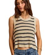 SO ME Low Gauge Textured Stripe Sleeveless Sweater Top Women’s Knit Tank S-L