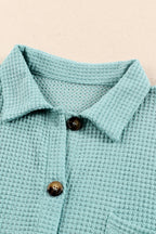 Waffle-Knit Women Shirt Collared Neck Long Sleeve Pocketed Single Breasted 6fbc36db-3c42-44dd-90d4-cb5ecf4f3750-Max Trendsi