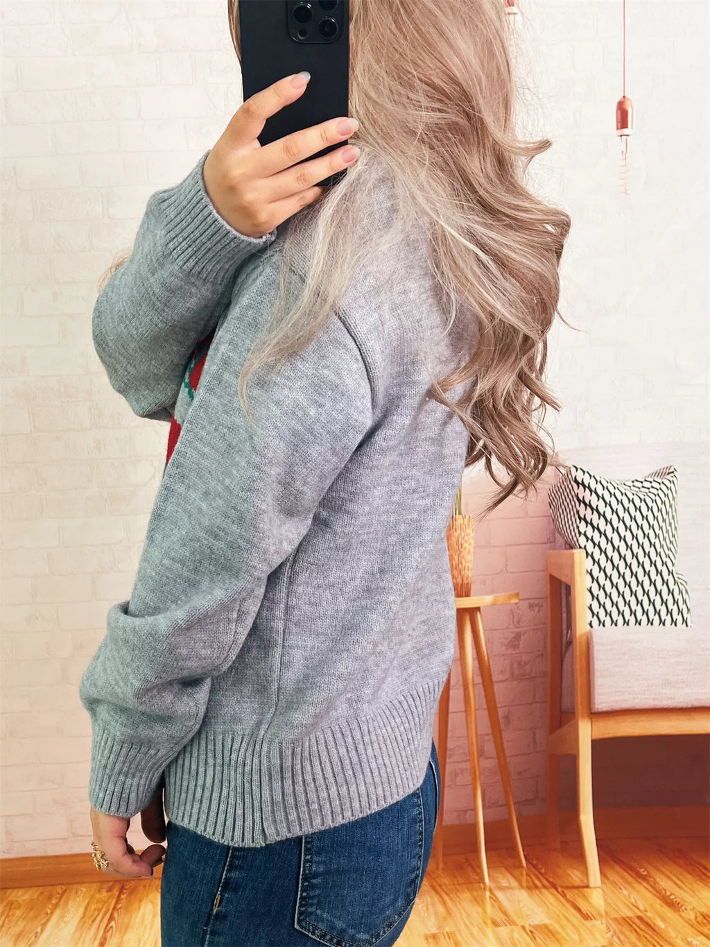 Women's Sweater Persimmon Round Neck Long Sleeve Pullover 6fc28bf02dc443cd8be80c5a4f24fd27-Max-Origin Trendsi