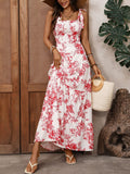 Floral Print Maxi Dress with Tie Straps