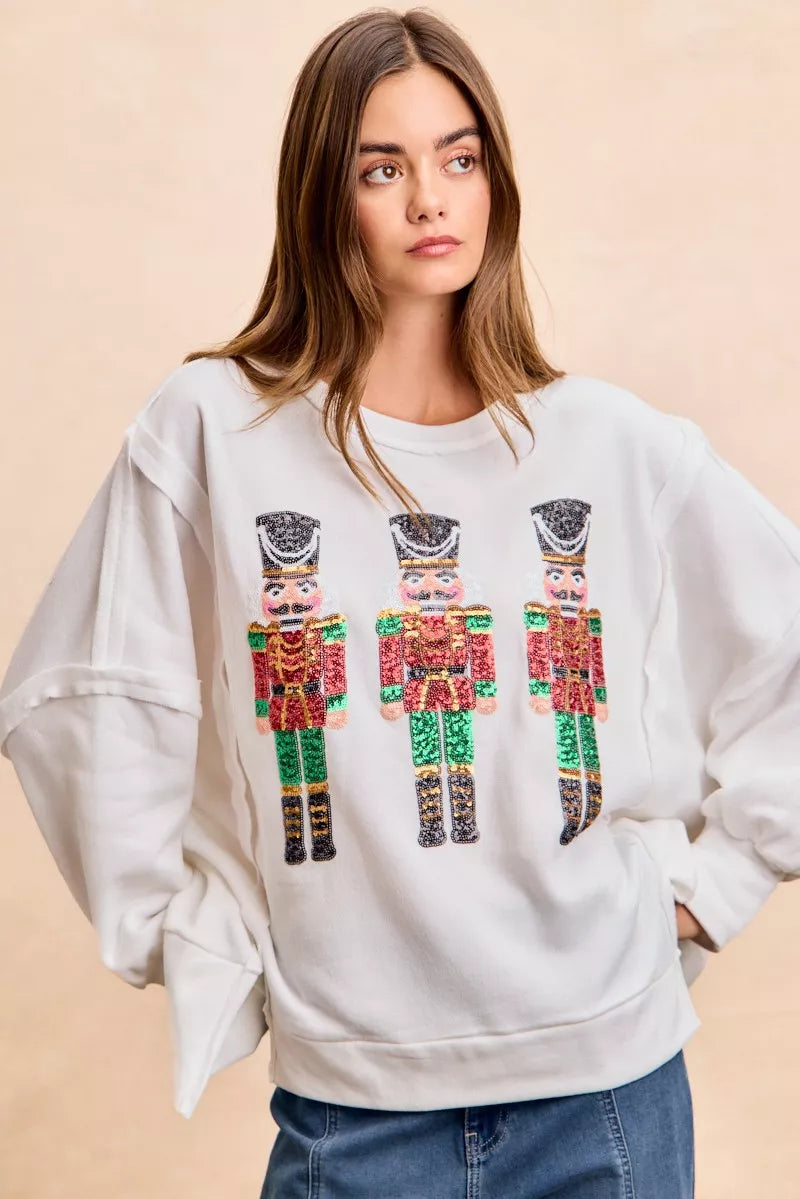 BiBi Sweatshirt Christmas Sequin Nutcrackers Embroidery Oversized Top 6fca41db2bae496d8b0153fad46c0f4e-Max-Origin Trendsi