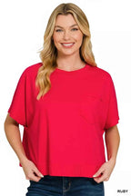 Zenana Exposed Seam Boxy Top