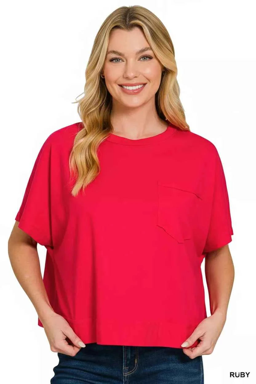 Zenana Exposed Seam Boxy Top