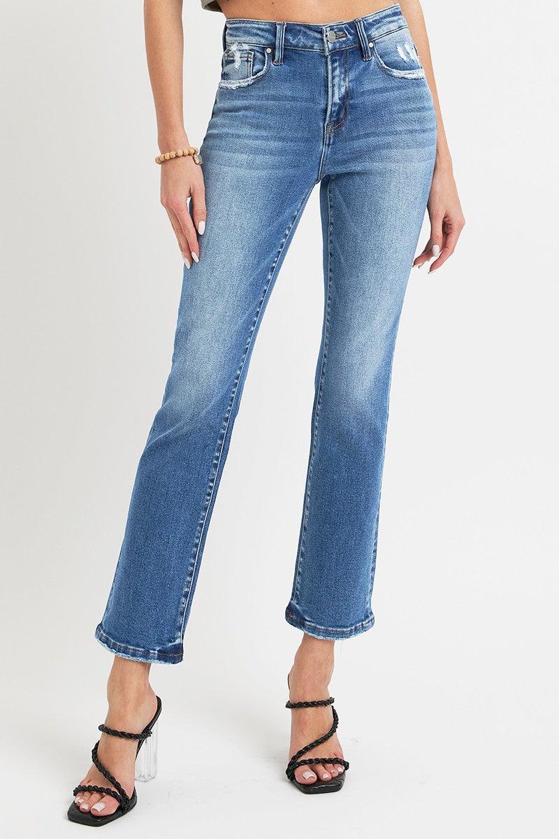 RISEN Mid Rise Ankle Straight Jeans with Pockets 6fe2f75c-0d2d-4c3e-86fe-b9becaa2907c-Max Trendsi