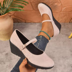 Women's Loafers Faux Suede Round Toe Wedge High Heels Shoes 6feffc3fecf2410f812880dc04b25400-Max-Origin Trendsi