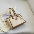 Contrast Trim Tote Bag Large Women Shoulder Handbag Casual Fashion Shopper