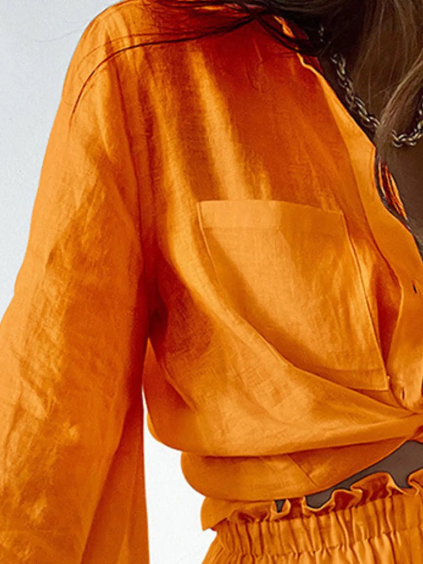 Women's Outfit Set Shirt Balloon Long Sleeve Top and Shorts Lightweght 70029054-7d1a-4eaa-a0a5-bb96bfabef2b-Max-Origin Trendsi