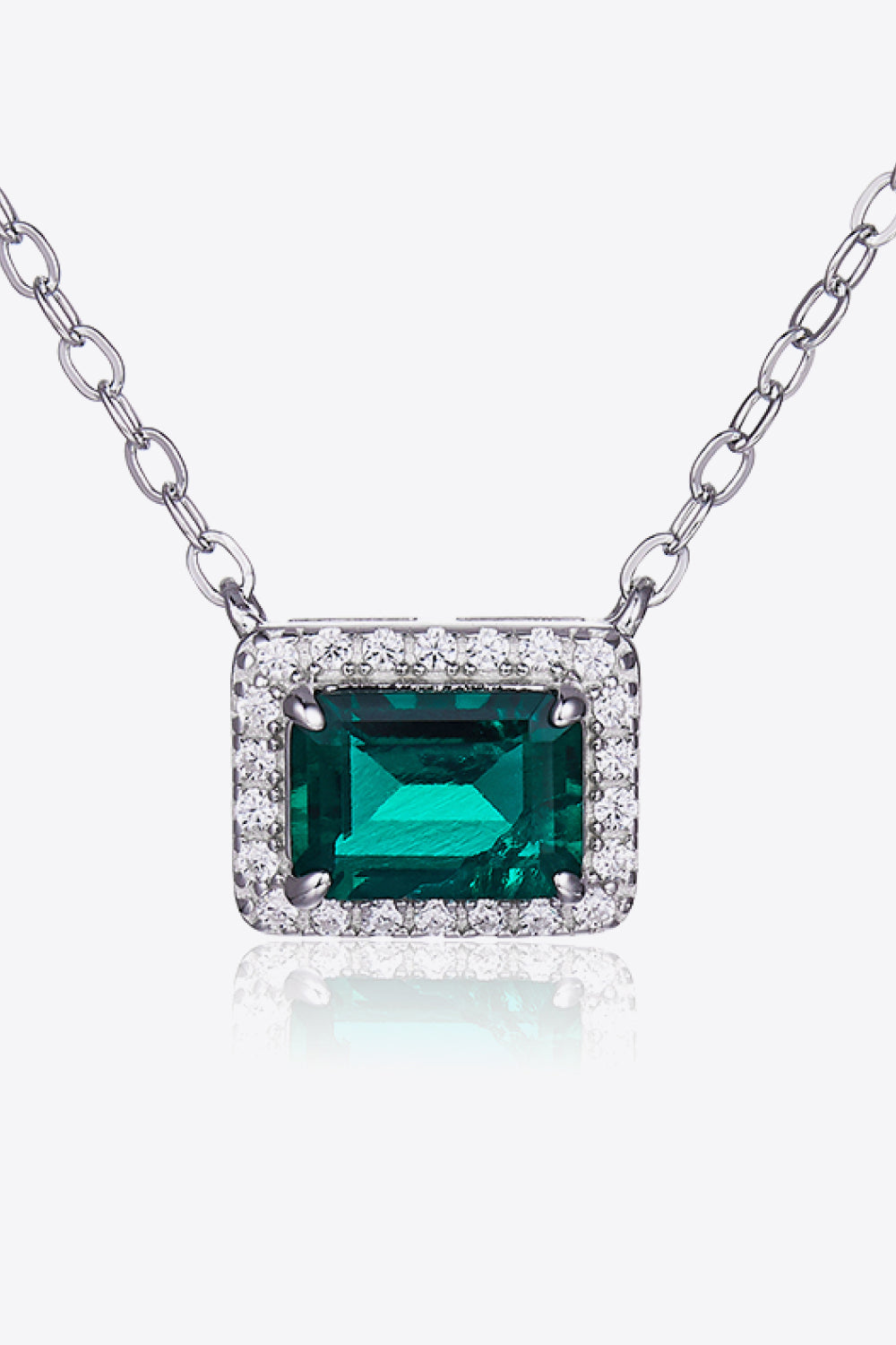 Murray Necklace 0.9 Carat Lab-Grown Emerald Green Rectangle Platinum-plated Dark Green One Size 701d4cef67254ecbb51871eb2d9c9984-Max Trendsi