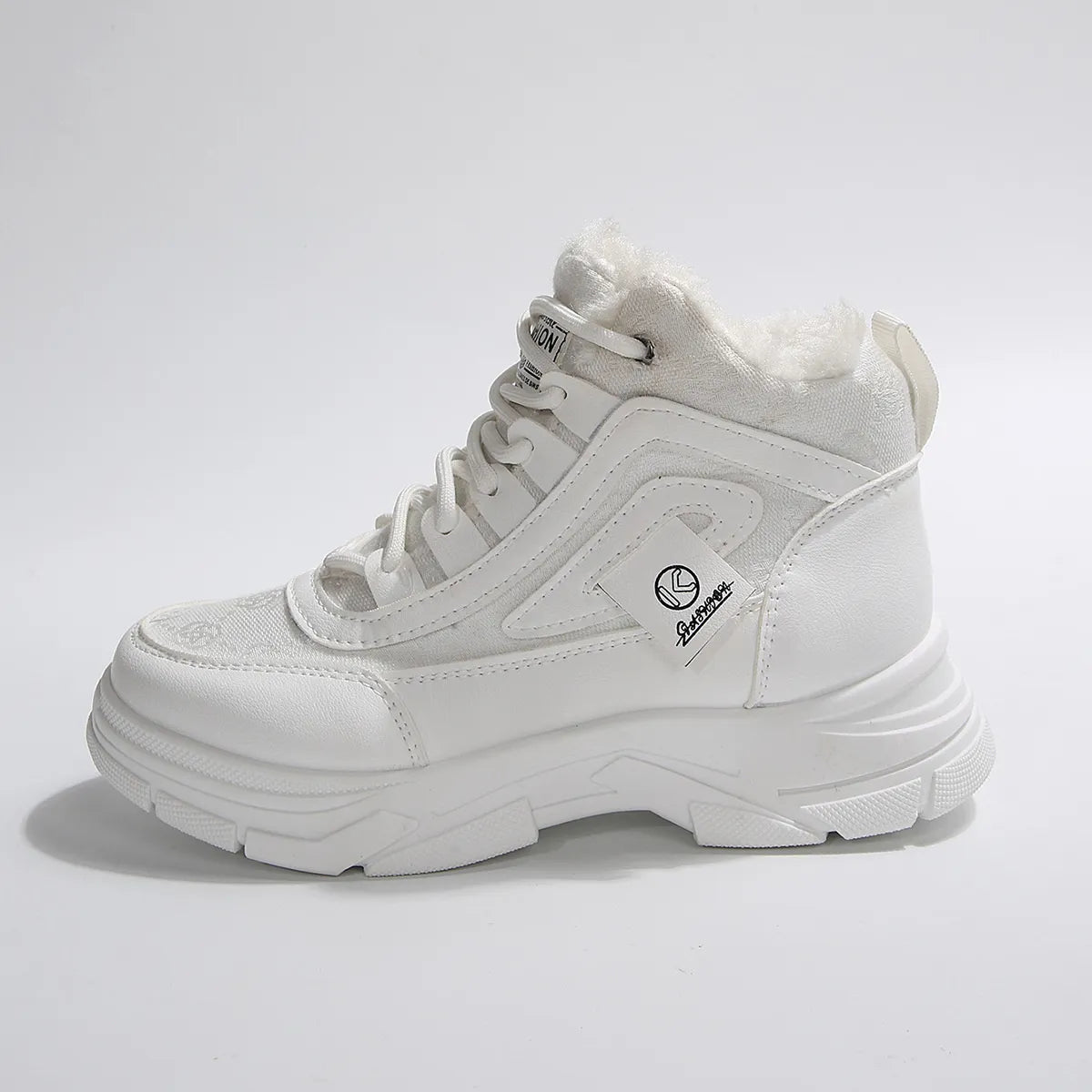 Women's Sneaker Boots High-Top Platform Chunky with Lace-Up Fluff Shoes 7020fceae21342d3a808f783521a00ff-Max-Origin Trendsi