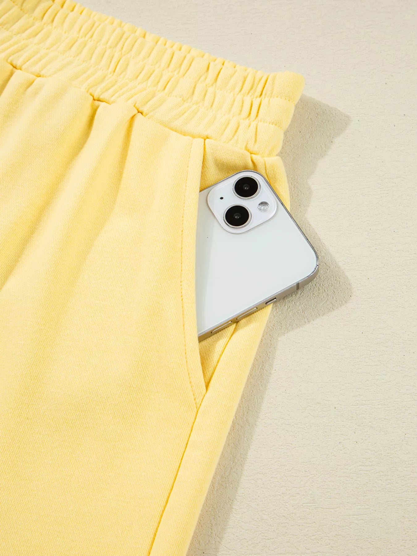 Women's Casual Set Color Yellow Block Patchwork Half Button Top and Shorts 2pcs 704105e8d74446aa898a727565d68630-Max-Origin Trendsi