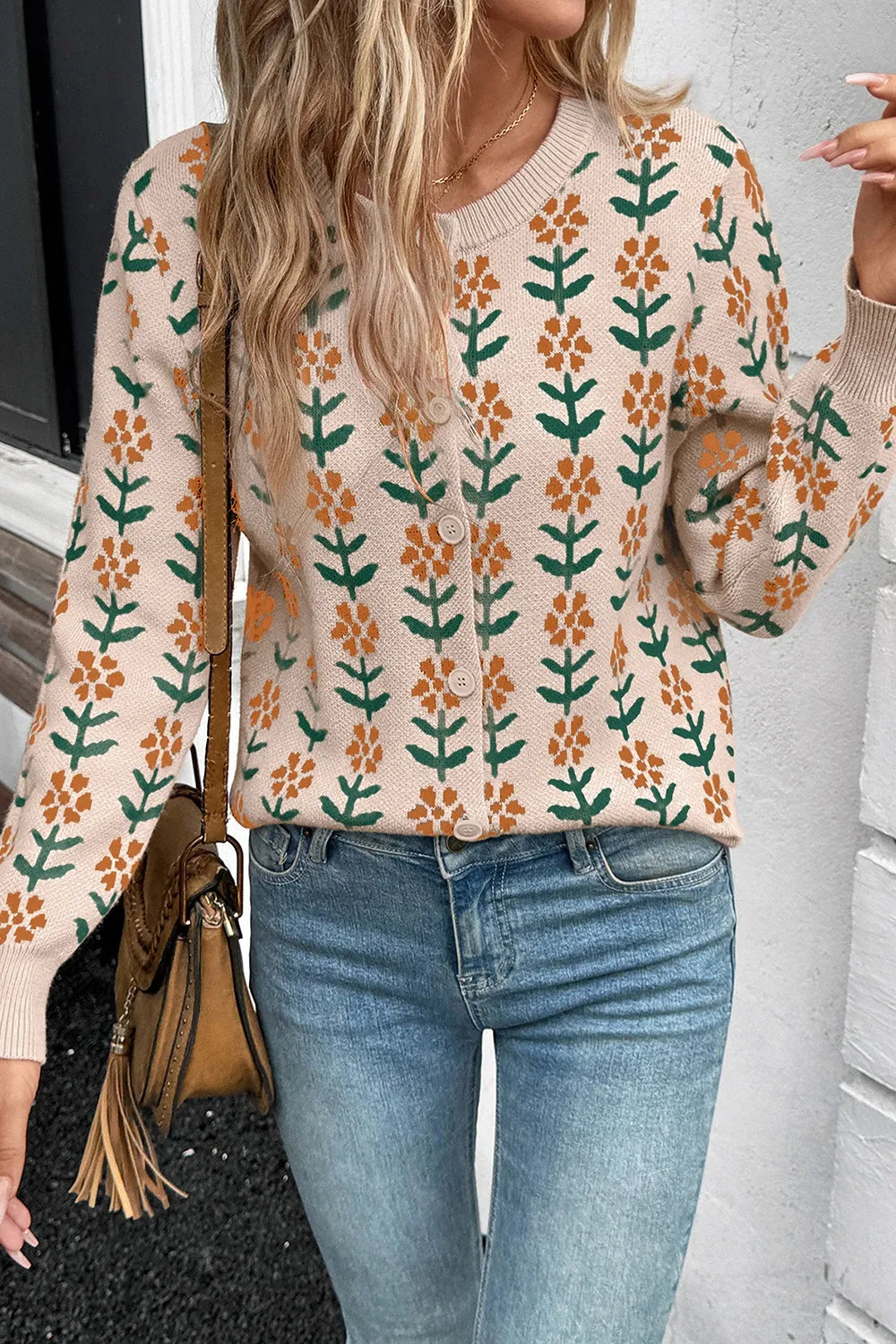 Women's Knit Cardigan Floral Button-Up Long Sleeve Knitwear 70515077-00b2-4843-bb74-53f1b82986a9-Max-Origin Trendsi