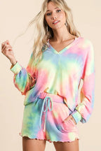 BiBi Set Cotton Tie Dye French Terry Top and Shorts Set Pastel Colorful 706b1b3542504d6bbb120a0ad5606fa0-Max-Origin Trendsi