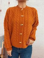 Women's Cardigan Cable Knit Button-Up Long Sleeve Knitwear 706da0ff38504408a0f4de71e31d0449-Max-Origin Trendsi