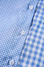 Women's Plaid Shirt Light Blue Button Up Long Sleeve Pocketed Tops 707e6e0e-2734-4ca2-ba49-3937e70be410-Max Trendsi