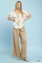 Umgee Blouse Paisley Embroidered Latte Short Puff Sleeve Top 707fde8b-34cc-4959-917f-7c15d78006ea-Max-Origin Trendsi