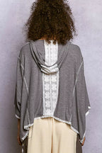 POL Womens Hoodie Top Gray Short Sleeve with Lace Detail 7098cbfb-52f5-4914-ac1b-e00d60655f2b-Max-Origin Trendsi