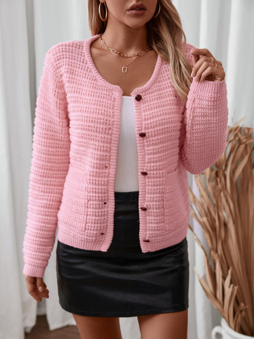 Cardigan Button Up Long Sleeve Knit Single Breasted Sweater 70af70eb-ade9-4889-82ac-3e5ecdbe0c8e-Max Trendsi