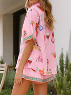 Women's Outfit Set Pink Summer Printed Button Up Shirt and Shorts 2 Pcs 70dce67b-71d1-4267-af3e-6c062861592a-Max-Origin Trendsi