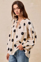 BiBi Womens Blouse Polka Dot Exaggerated Balloon Long Sleeves Top 70de98f9acd84a1bb33cb44bc953f613-Max-Origin Trendsi