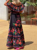 Floral Maxi Dress Off Shoulder Ruffle Belted High Waisted Ruched 70e425d8-ee02-4e49-9cde-f53cb97def4a-Max-Origin Trendsi