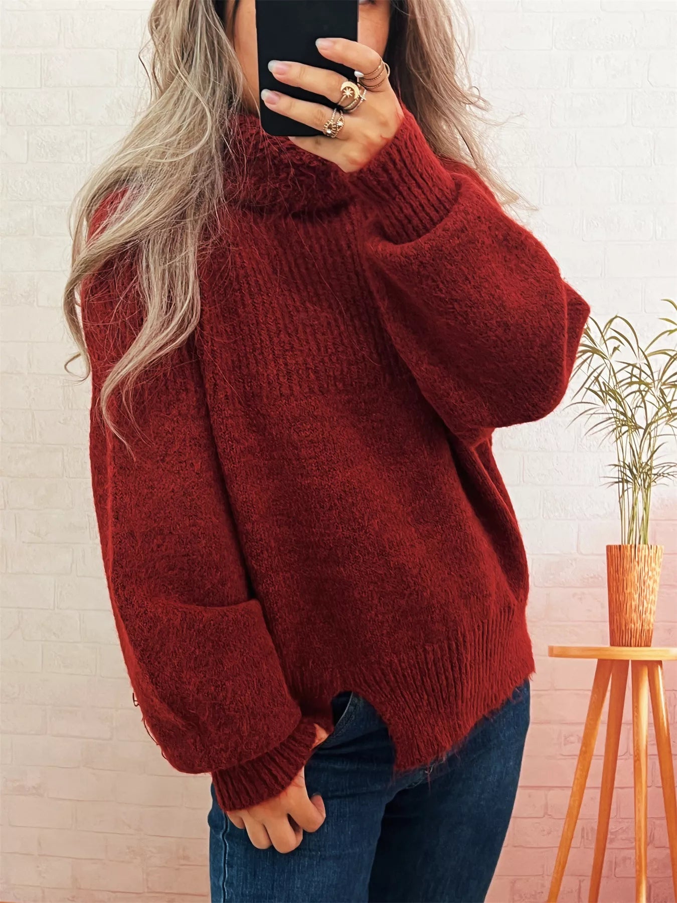 Women's Sweater Ribbed Knit Turtleneck Long Sleeve Pullover 70e90661dff64408ba25ee427f351cf7-Max-Origin Trendsi