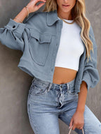 Jacket Button Up Flap Pocket Soft Unlined Long Sleeve Outwear 70fa400b-88f3-4ae1-9e96-674b8d5b4910-Max Trendsi