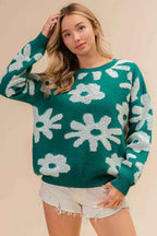 BiBi Flower Pattern Long Sleeves Sweater Top