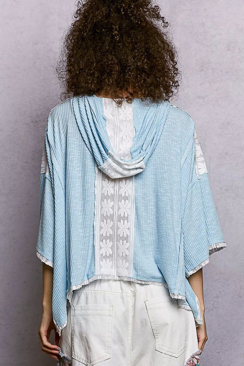 POL Women Blouse Hoodie Top with Lace Detail Short Sleeve Powder Blue 710a6278-8243-4ed0-a459-e08a51f44ea2-Max-Origin Trendsi