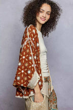 POL Crochet Cardigan Choco Multi Open Front Floral Pattern 714bd139-eee0-4da8-8f70-a027a4db7cd9-Max-Origin Trendsi