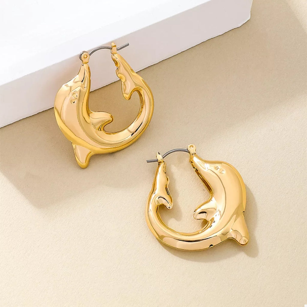 Hoop Earrings 18K Gold-Plated Dolphin Gold Silver Jewelry 7168d16c-ccf9-4a58-a683-78773cead22f-Max-Origin Trendsi