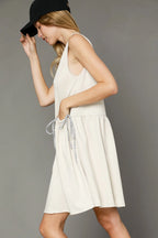 Umgee Mini Dress Ivory Round Neck Sleeveless Tank with Rope Tied Pockets 7174385f-649a-440b-881f-8b6182fa394d-Max-Origin Trendsi