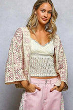 POL Crochet Cardigan Pink Multi Open Front with Granny Square Pattern PINK MULTI One Size 718c702e-9f5a-4333-95b5-2f6b3936d828-Max-Origin Trendsi