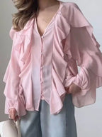 Womens Blouse Ruffled Layered Sheer Long Sleeve Top 7190d68c-96e8-409d-9226-026adc85d11c-Max-Origin Trendsi