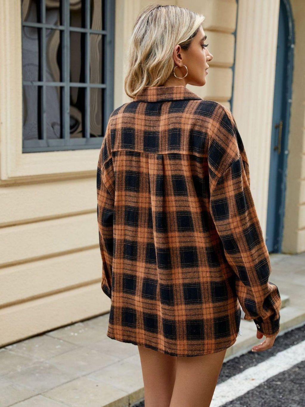 Plaid Shirt Collared Neck Long Sleeve Patch Pockets 719a37c6-f814-44e8-b44d-8a973d15f910-Max_3e8cb66d-95b1-4659-92e7-0f0a0874de56 Trendsi