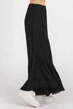 Mittoshop Black Wide Leg Pants Lace Ruffle Asymmetric Hem 71b01068-db5e-44dd-9618-c5348e474aae-Min Trendsi