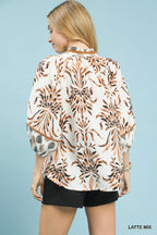 Umgee Womens Blouse Latte Mix Floral Print Balloon Sleeve Top 71ba6a65-7454-4705-ab1d-352a291fbfd6-Max-Origin Trendsi