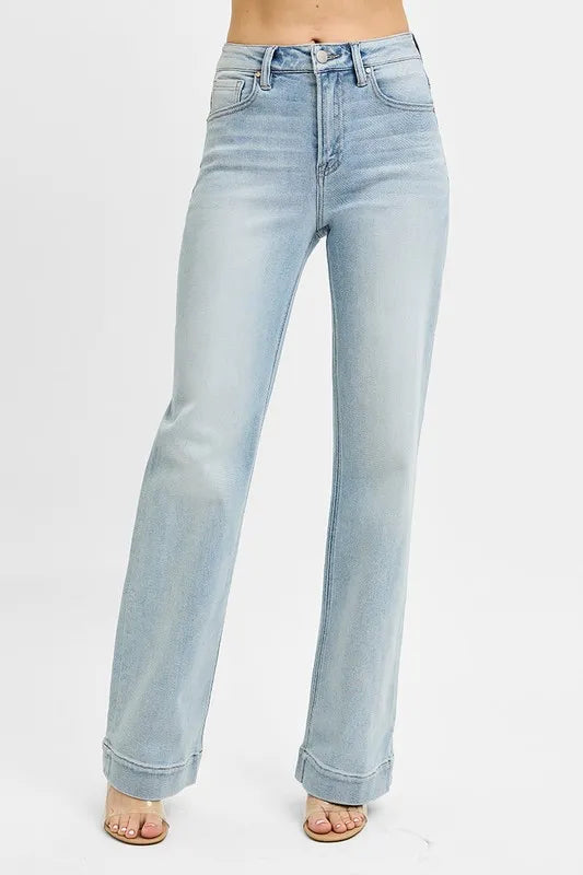 RISEN Straight Jeans High Rise Light Blue Washed Basic Style 71ba7fe004af44e58dfb690786f6e8b1-Max-Origin Trendsi