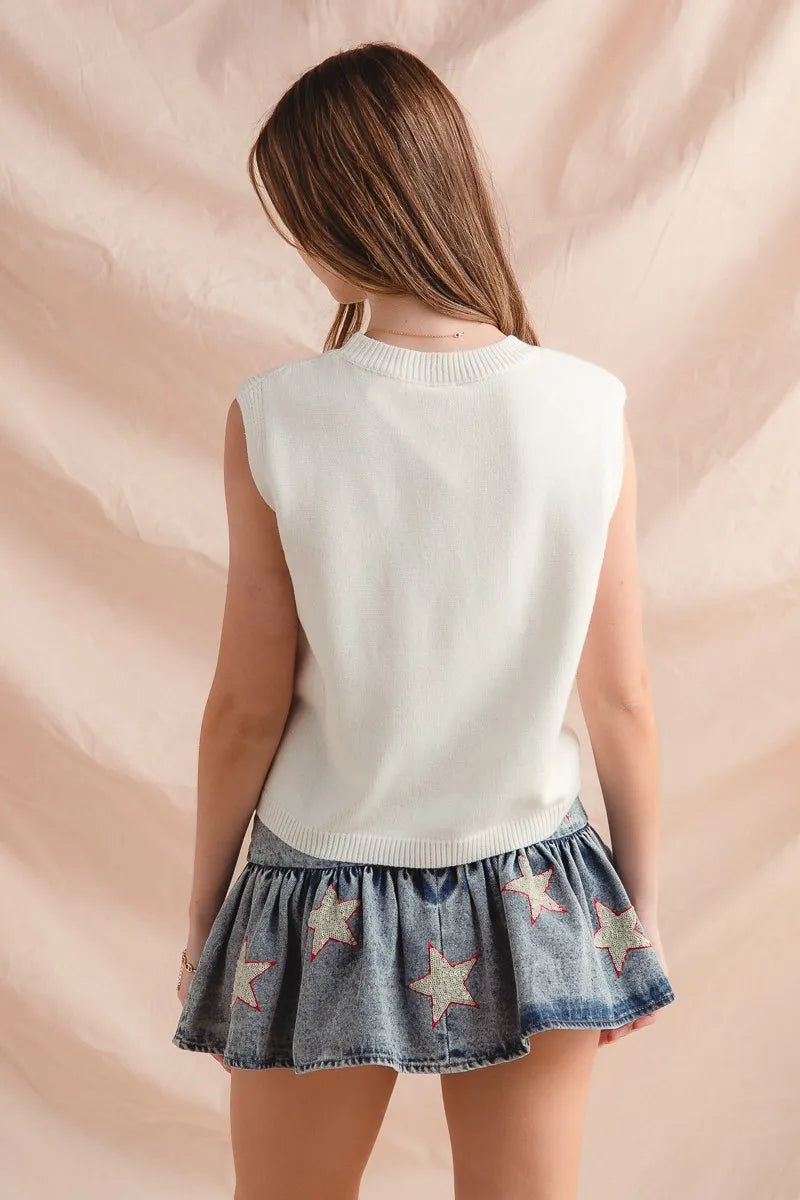 SO ME Sweater Vest Teddy Bear Wearing An American Flag With Usa Embroidered 71c1e2bb0b994eecb2855a8fd6adf142-Max-Origin Trendsi