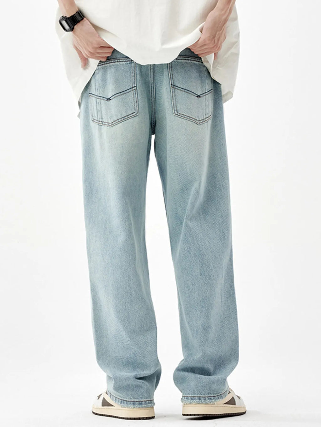 Men's Jeans Wide Leg Loose Fit Light Blue Wash Denim Pants 71c4564068504aacaa7eef39d630f141-Max-Origin Trendsi