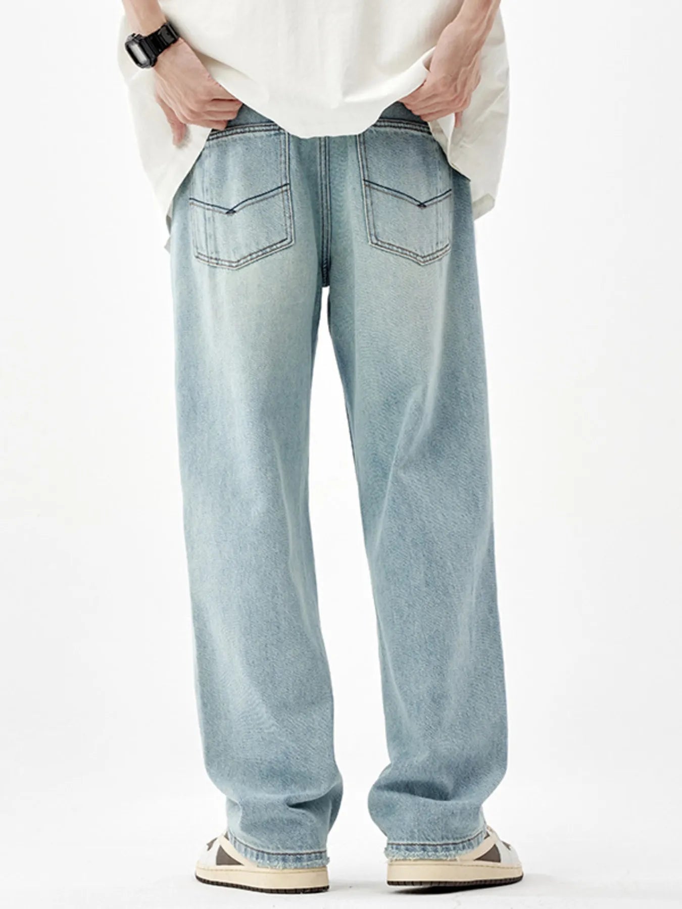 Men's Jeans Wide Leg Loose Fit Light Blue Wash Denim Pants 71c4564068504aacaa7eef39d630f141-Max-Origin Trendsi